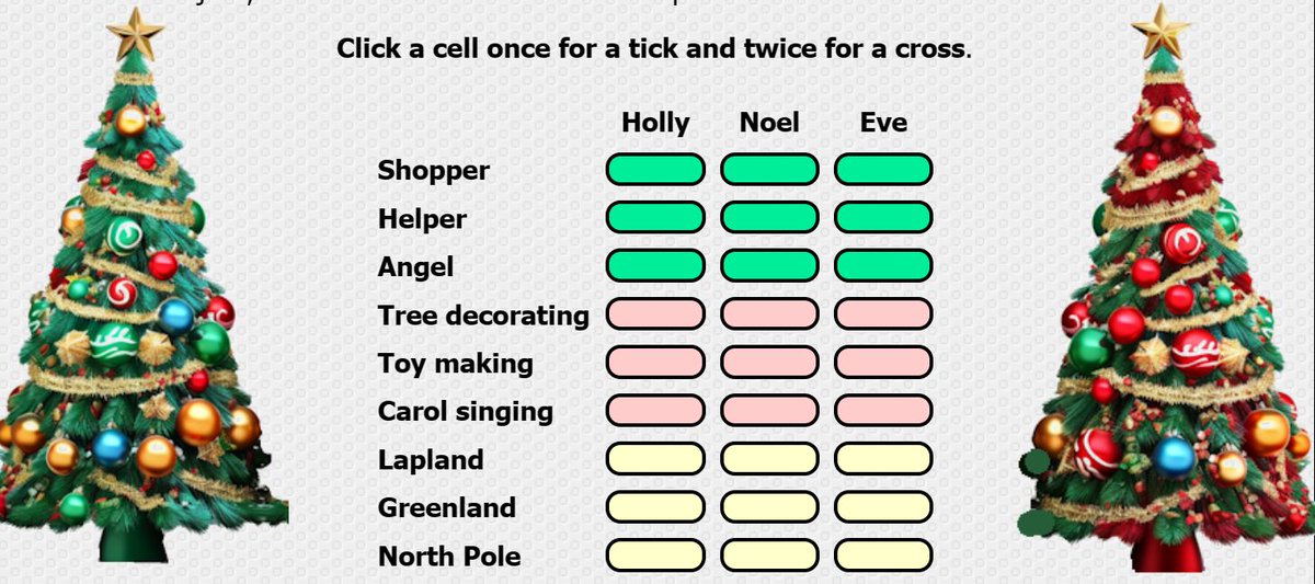 Transum's tweet photo. A very merry Christmas from Transum. I hope you have enjoyed the festive activities so far. The last one is called "Logic Puzzle". Solve this deduction logic puzzle to find who, where and what. Click this link for the clues:
https://t.co/4TpLRNVNRj
#Mathschat #Christmaths https://t.co/Z8uc52IJ5a