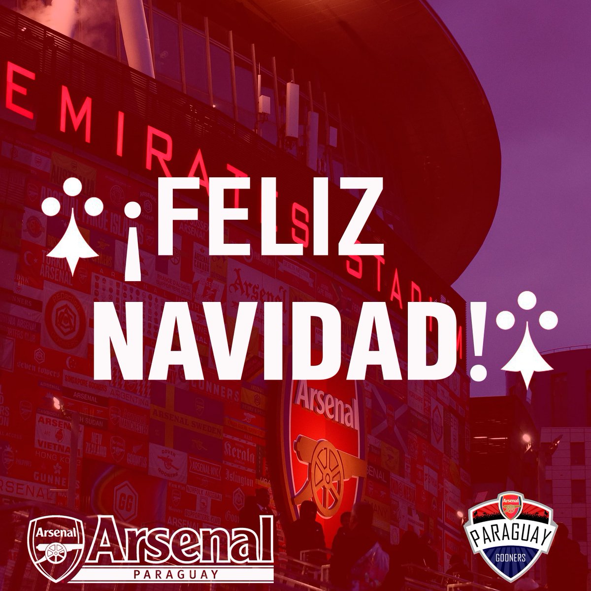 ParaguayArsenal's tweet photo. Desde el Arsenal Paraguay 🇵🇾 les deseamos unas muy felices fiestas y esperamos que la pasen de la mejor manera junto a sus seres queridos ¡𝓕𝓔𝓛𝓘𝓩 𝓝𝓐𝓥𝓘𝓓𝓐𝓓! 🎄🥂 https://t.co/5kA0coQA6Z