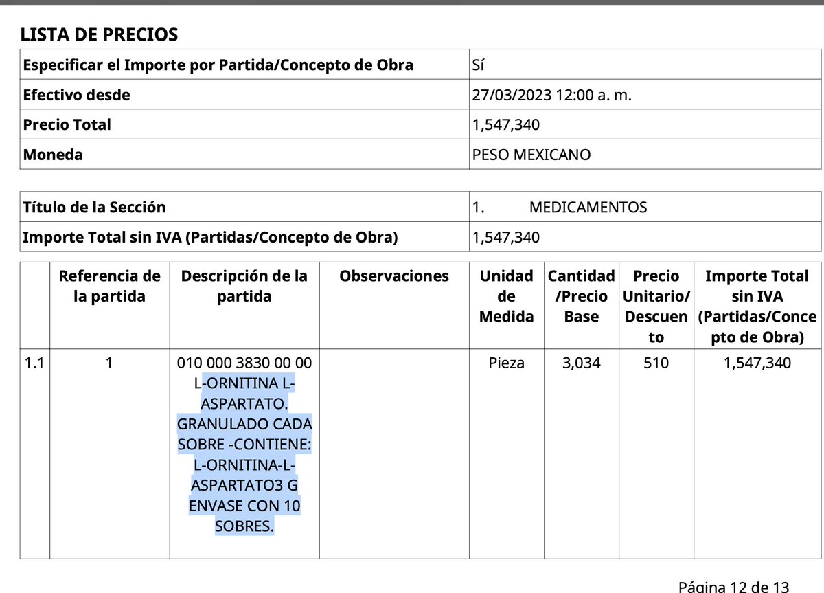 RealArturoH's tweet image. Gracias a la aplicación basada en datos de Compranet que estoy haciendo, encontré esto:

La empresa ILS INTEGRADORA LOGISTICA EN SALUD SA DE CV le vendió L-Ortinina L-Asparato a @Tu_IMSS. Esto según el expediente 2566482.

El IMSS compró cada caja (con 10 sobres) en 510 pesos.