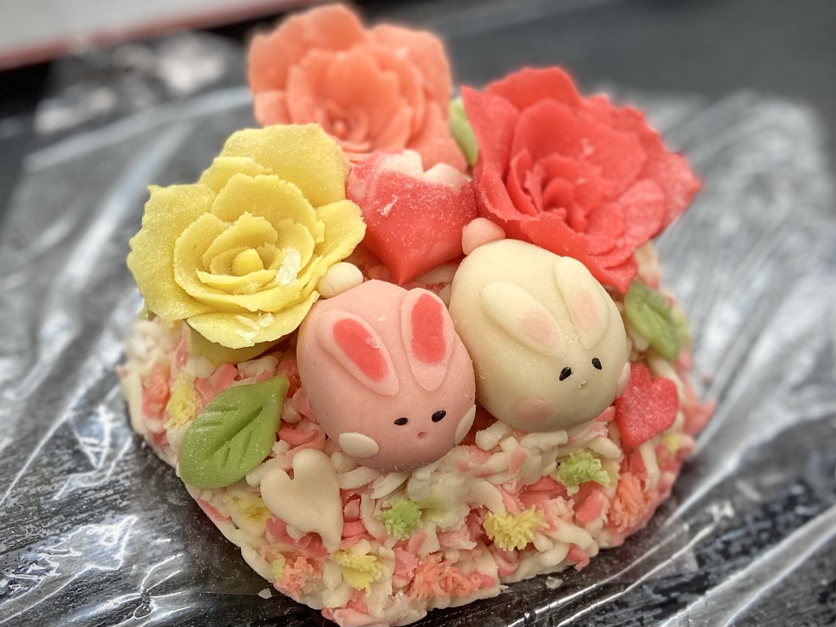 和菓子けーき」 ご妹様の御退職の御祝い 御還暦の御祝い 花畑を 