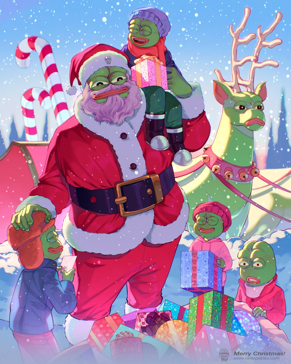 Rare Apepes (@rareapepesnft) on Twitter photo Merry Christmas to the entire web3!
I hope everyone is having a happy time with their families. We wish you a prosperous Christmas.
and those who do not have a family to share with, here we are
the Frogfamily!
<a href="/pepecoins/">Pepecoin</a>
<a href="/ThePlagueNFT/">The Plague Of Frogs ๐ธ</a>
<a href="/ClubRarepepe/">Rare Pepe Trading Club</a> Merry Christmas to the entire web3!
I hope everyone is having a happy time with their families. We wish you a prosperous Christmas.
and those who do not have a family to share with, here we are
the Frogfamily!
<a href="/pepecoins/">Pepecoin</a>
<a href="/ThePlagueNFT/">The Plague Of Frogs ๐ธ</a>
<a href="/ClubRarepepe/">Rare Pepe Trading Club</a>