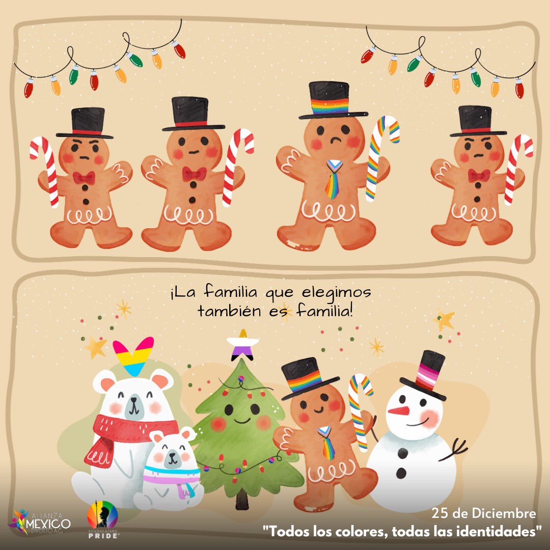 almexdiverso's tweet photo. ¡Esta Navidad, celebramos a la familia que elegimos! 🌟🎄 
Que esta temporada esté llena de momentos cálidos con quienes realmente importan. 
🥂🎅 ¡Felices fiestas a nuestra familia única y especial! 🎉

#Navidad
#GuadalajaraPride  #GuadalajaraPride2023
#GDLPride https://t.co/q4pJP0YQ5A