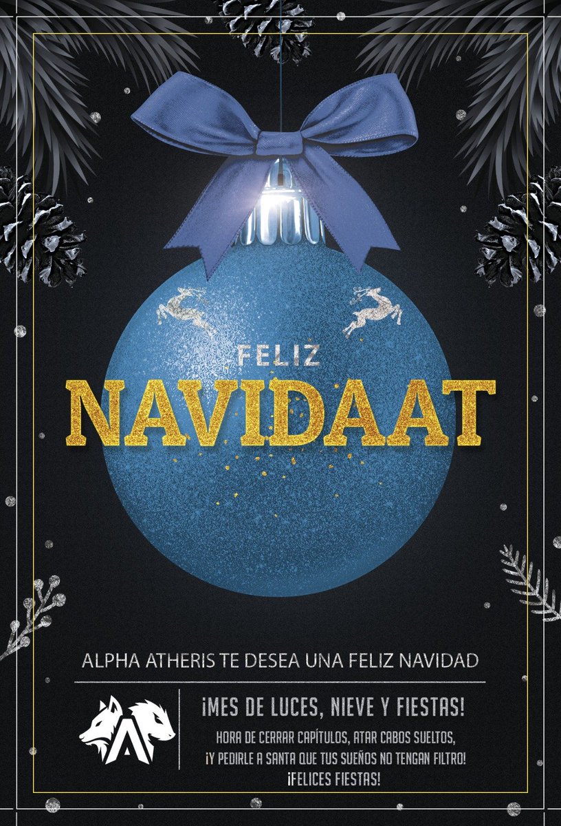 AlphaAtheris's tweet photo. Felices fiestas les deseamos a todos ustedes, que las pasen en compañia de sus seres queridos y amistades. 🌟🎅
Esperamos que Santa les traiga todo lo que pidieron (a nosotros dos copas muy lindas), y si no, echenle ganas para el proximo año.
¡FELIZ NAVIDAD!
#DobleAA #goAAT 🅰️🅰️