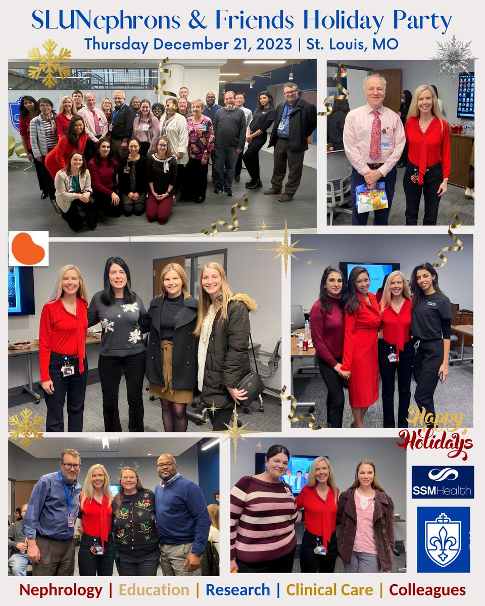 Krista Lentine, MD,PhD | FASN | FAST (@kristalentine) on Twitter photo ☃#WonderfulDay at <a href="/SSMHealthSTL/">SSM Health St. Louis</a> <a href="/SLUNephrons/">SLU Nephrons</a>➕Friends #HolidayParty | Dec 21, 2023❄️
🙏🏾 #SLUProud of our fellows, faculty, nurses, research admin➕ friends across #StLouis #KidneyCommunity🧡 🏥Looking forward to new milestones of excellence in 2024🙌🏾 #Teamwork | #Collaboration🤝🏽 ☃#WonderfulDay at <a href="/SSMHealthSTL/">SSM Health St. Louis</a> <a href="/SLUNephrons/">SLU Nephrons</a>➕Friends #HolidayParty | Dec 21, 2023❄️
🙏🏾 #SLUProud of our fellows, faculty, nurses, research admin➕ friends across #StLouis #KidneyCommunity🧡 🏥Looking forward to new milestones of excellence in 2024🙌🏾 #Teamwork | #Collaboration🤝🏽