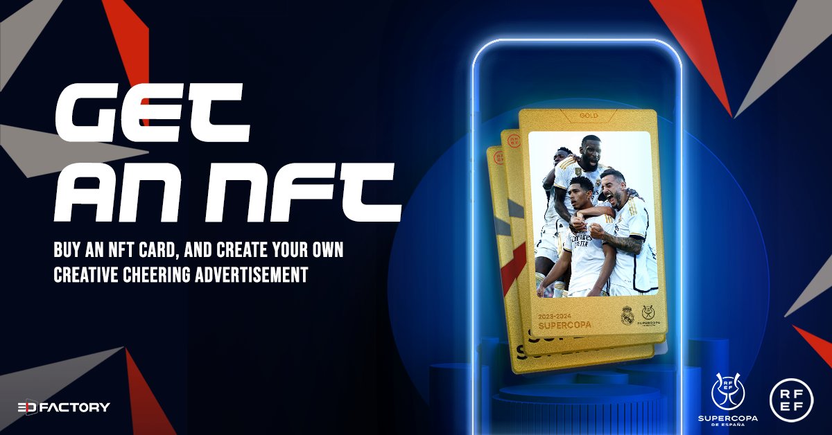 SUPERCOPA META SIGNAGE NFT released by 3DFactory.
You can change the image of the puchased NFT as desired.
You can use this NFT in the card battle game in the RFEF Metaverse.

opensea.io/collection/sup…
rfefnft.com