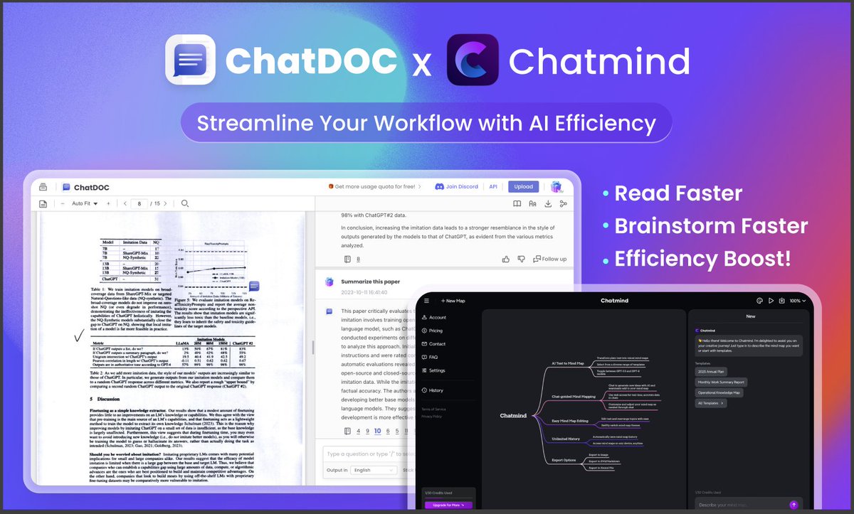 chatdoc_ai's tweet image. 🎄 Christmas Special Offer!
🌟 Introducing ChatDOC x Chatmind Joint Membership!
🚀 Buy our ChatDOC Yearly Plan and enjoy a complimentary 1-month Chatmind AI MindMap Membership. Elevate your workflow with AI-powered efficiency and creativity!✨ #chatpdf #chatdoc #chatmind…
