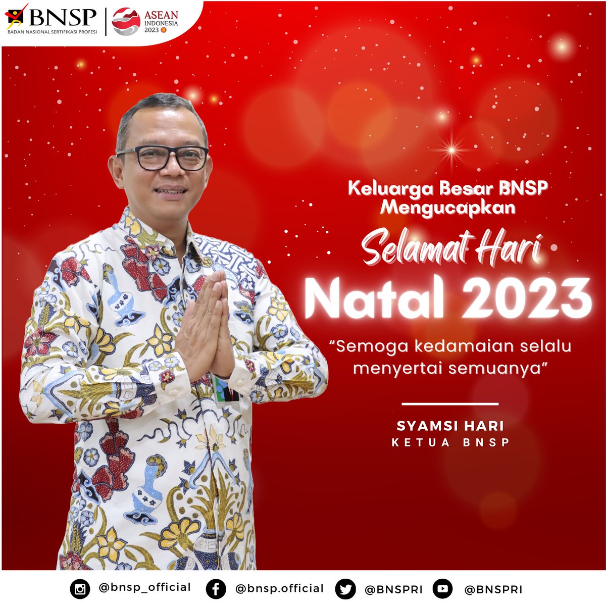 Keluarga besar BNSP mengucapkan Selamat Hari Natal 2023.

Semoga kedamaian selalu menyertai semuanya.