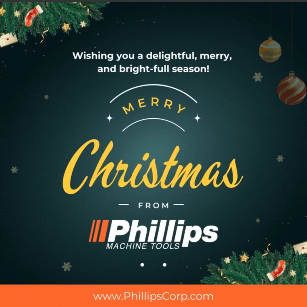 PhillipsMach_IN's tweet photo. Wishing you and your loved ones a joyous Christmas filled with warmth, laughter, and cherished moments!
Merry Christmas!🎄✨
#PhillipsMachineTools #chrismas2023 #ChristmasJoy #SeasonsGreetings #holidayseason #manufacturers #innovation https://t.co/Sk7xBZ0EU3