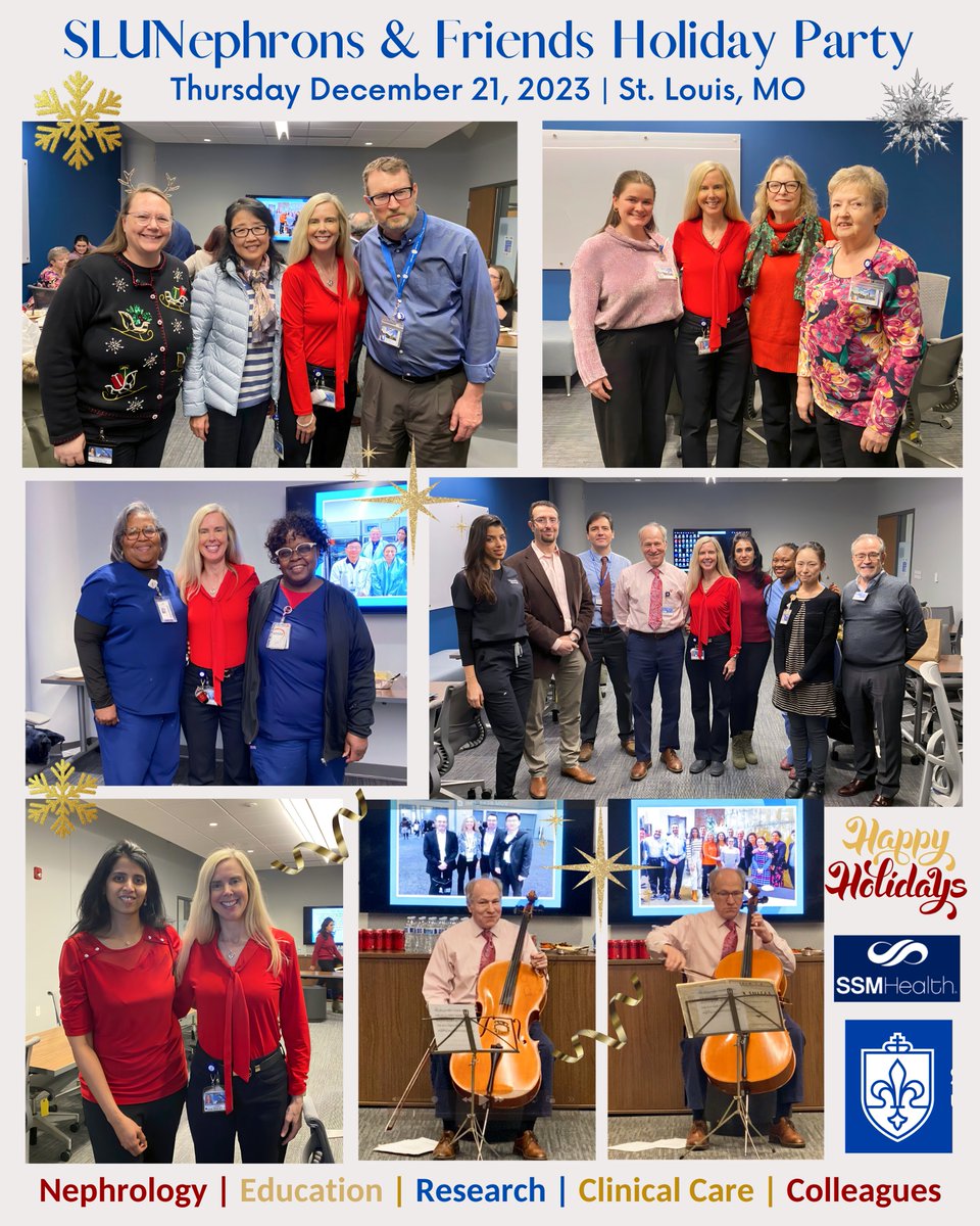Krista Lentine, MD,PhD | FASN | FAST (@kristalentine) on Twitter photo ☃Takes 2 posts to share: #Grateful to gather w/ fellows, faculty, nurses, research admin➕friends across #StLouis #KidneyCommunity🧡at <a href="/SSMHealthSTL/">SSM Health St. Louis</a> <a href="/SLUNephrons/">SLU Nephrons</a>➕Friends #HolidayLunch | Dec 21, 2023❄️
🏥The future is bright ✨ 2024🙌🏾 #Teamwork | #Collaboration🤝🏽<a href="/HoujeijNourhan/">Nourhan Houjeij</a> ☃Takes 2 posts to share: #Grateful to gather w/ fellows, faculty, nurses, research admin➕friends across #StLouis #KidneyCommunity🧡at <a href="/SSMHealthSTL/">SSM Health St. Louis</a> <a href="/SLUNephrons/">SLU Nephrons</a>➕Friends #HolidayLunch | Dec 21, 2023❄️
🏥The future is bright ✨ 2024🙌🏾 #Teamwork | #Collaboration🤝🏽<a href="/HoujeijNourhan/">Nourhan Houjeij</a>