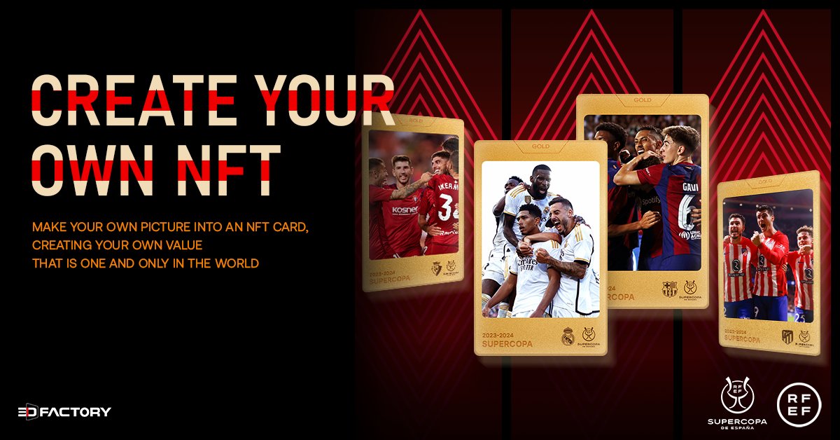 SUPERCOPA META SIGNAGE NFT released by 3DFactory.
you can grow this SUPERCOPA META SIGNAGE NFT in the RFEF Metaverse app and it will be ranked based on their growth, offering special prizes!
For a more valuable card, you can purchase it from OpenSea!
opensea.io/collection/sup…