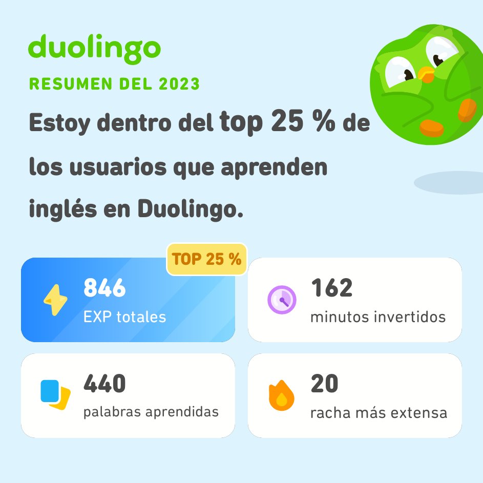 efraYuko's tweet photo. ¡Miren todo lo que aprendí en Duolingo este 2023! ¿Qué tal ustedes? #Duolingo365 https://t.co/ajCSgBIiOu