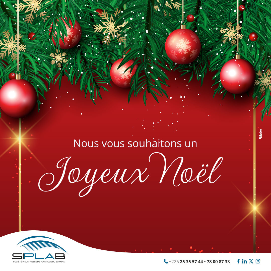 siplabbf's tweet photo. Toute l'équipe de l’expert de la transformation plastique (𝐒𝐈𝐏𝐋𝐀𝐁) souhaite à toutes et à tous une bonne fête de Noël.
🎅🎁 Que cette saison festive soit remplie de joie, d'amour et de moments chaleureux en compagnie de vos proches.

#Siplab
#Noel https://t.co/9u6HRxUVXr