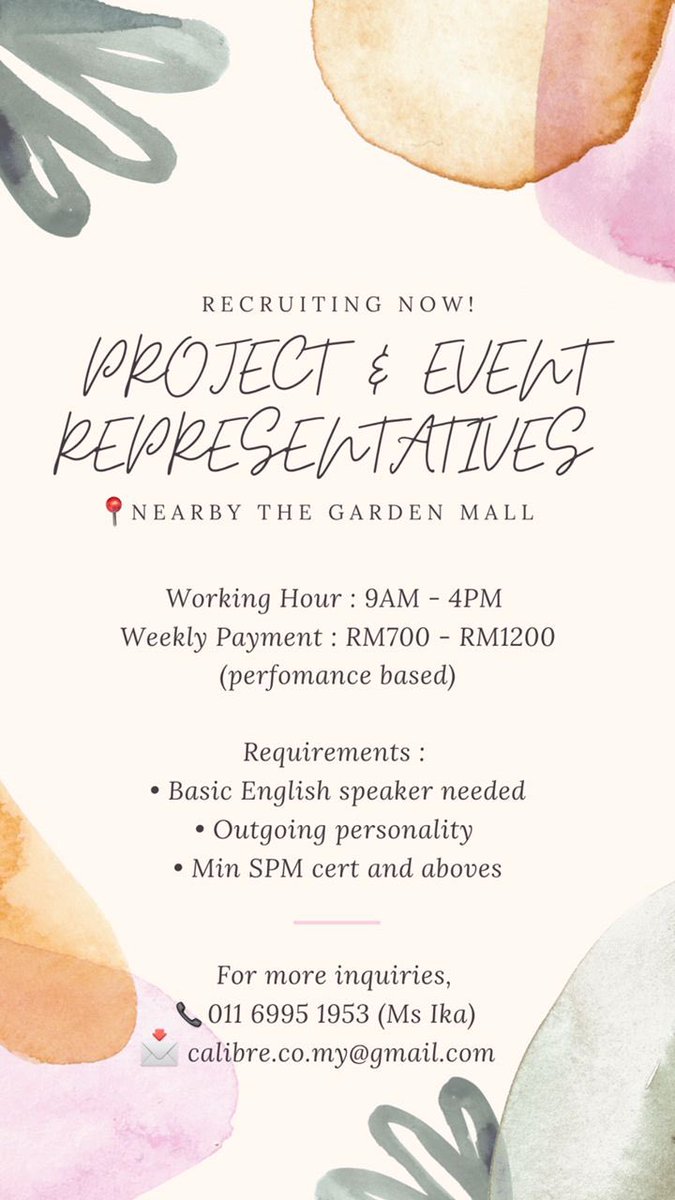 ellegrey1118's tweet photo. Immediate hiring 📣✨

@twt_kerjaMY @kerjakosong123 @Oh_KerjaKosong @Jobkerjaya @twt_kerja @kerja_kosongMY @ejawatankosong @MusKerjaKosong 

#OhKerjaKosong #KerjaKosong #JawatanKosong #KerjaKosongTerkini #jobvacancy #peluangkerjaya #carikerja #jobstreet #kerjakosongkl #iklankerja https://t.co/XHjG5bcoG3