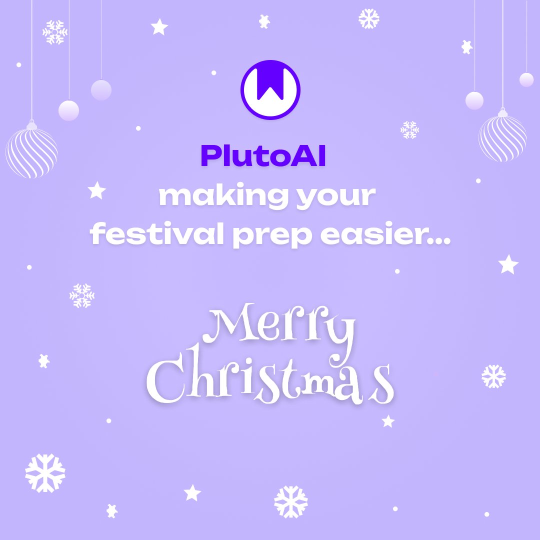 plutoai_app's tweet photo. Let #PlutoAI handle all the nitty-gritty of your festival prep, so you can dive into the festive fun!

#MerryChristmas! 🎄🎁🎅

Sign up for early access on our website and let's make this #holidayseason a blast!
https://t.co/PCEh0j08sF https://t.co/0Bjz8CeNcN