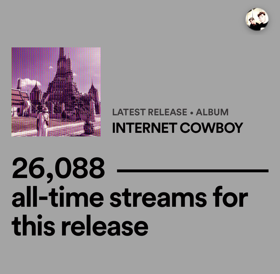 danetcow's tweet photo. 26k first 3 days!!!!! Merry Christmas and keep streaming #INTERNETCOWBOY #spotify https://t.co/czZC6eJyJ2