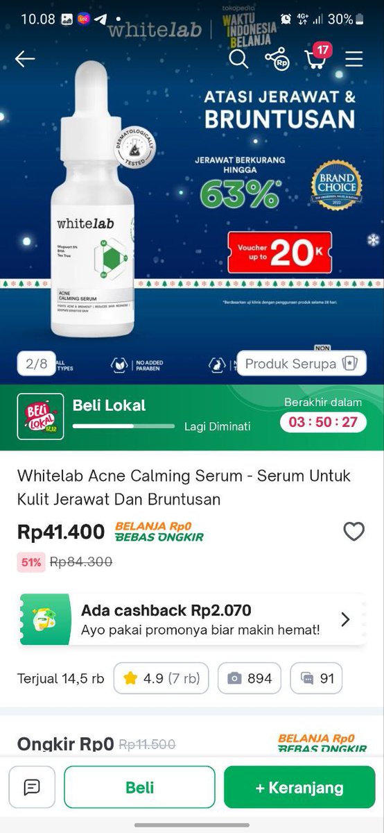 *[ TOKOPEDIA ]*
Whitelab Acne Calming Serum
racun.in/DHf24