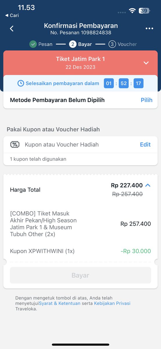 Pagiii yang mau liburan ke Lembang, Jogja , Malang bisa banget pesen tiketnya di TRAVELOKA XPERIENCE , pake kode XPWITHWINI dapetin diskon 10% maksimal 30rb untuk pembelian tiket masuk ke tempat wisata. Minim beli 200rb dan bisa pake 3x kodenya. Happy Holiday