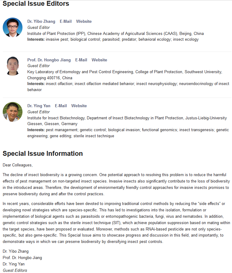 Insects_MDPI's tweet photo. #CallforReading <with 39 #citations>

There are 10 papers that have been published in the #SpecialIssue "Environmentally-Friendly #Pest #Control Approaches for #Invasive #Insects"

Enjoy reading: https://t.co/tM9wdGNmqq

#biologicalcontrol #RNAi #geneticcontrol #whitefly #moth https://t.co/XOHJdphrME