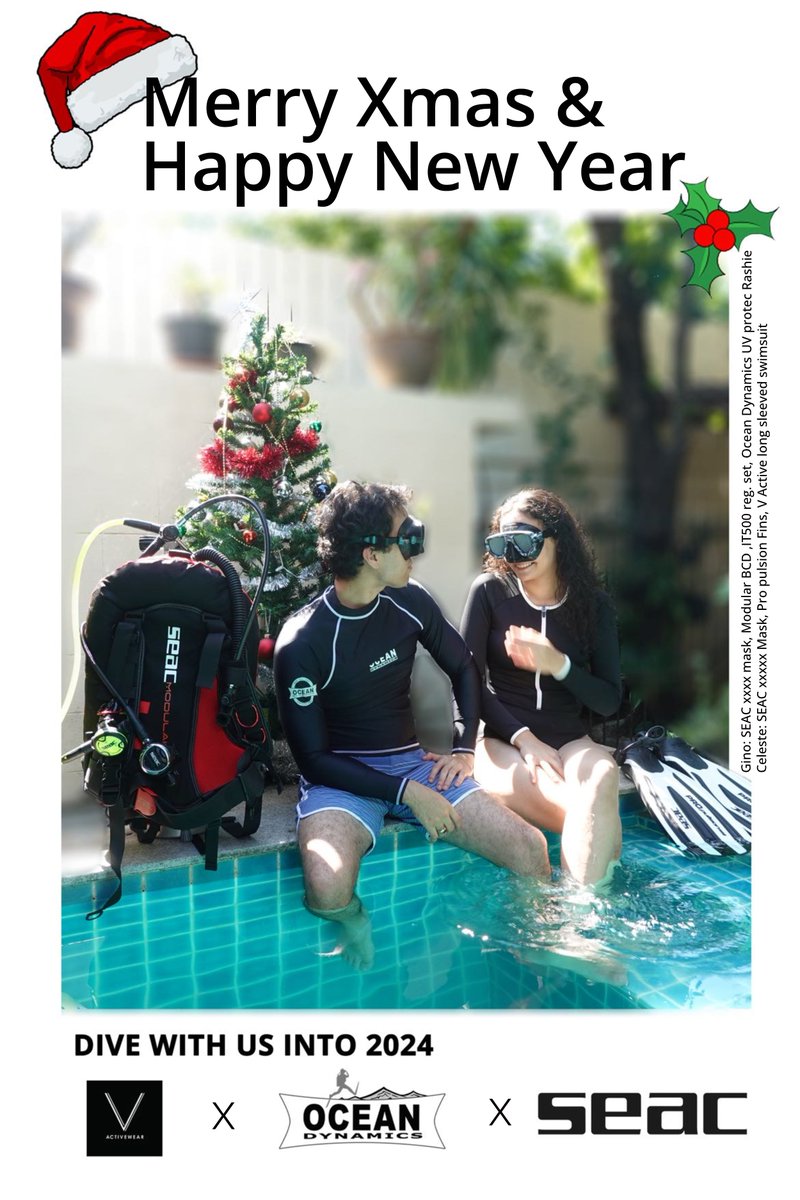 siamdiving's tweet photo. 🎄🎅🏻 Happy Christmas and New year 2024 from all of us @ Siam Diving Enterprises 
#siamdivingthailand #divestoreonline #oceanstorethailand #scuba #diving #snorkeling #swimming #phuket #kohtao #bangkok #thailand https://t.co/hCWpdQ8bNm