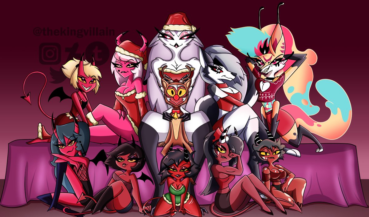 Thekingvillain2's tweet photo. 🎁Merry Helluva Harem Christmas🎄
#HelluvaBoss #HelluvaBossFanart #HelluvaBossVerosika #HelluvaBossStella #HelluvaBossMoxxie #HelluvaBossMillie #HelluvaBossLoona #HelluvaBossBee #HelluvaBossBeelzebub #HelluvaBossQueenBee #HelluvaBossSallieMay #HelluvaBosslin #Christmas https://t.co/r8JWPh0KQ1