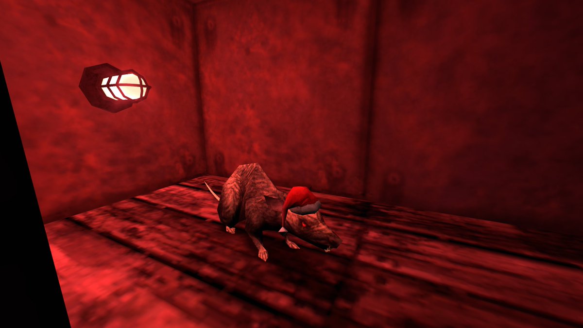 Bubert with tiny santa hat says Merry Christmas