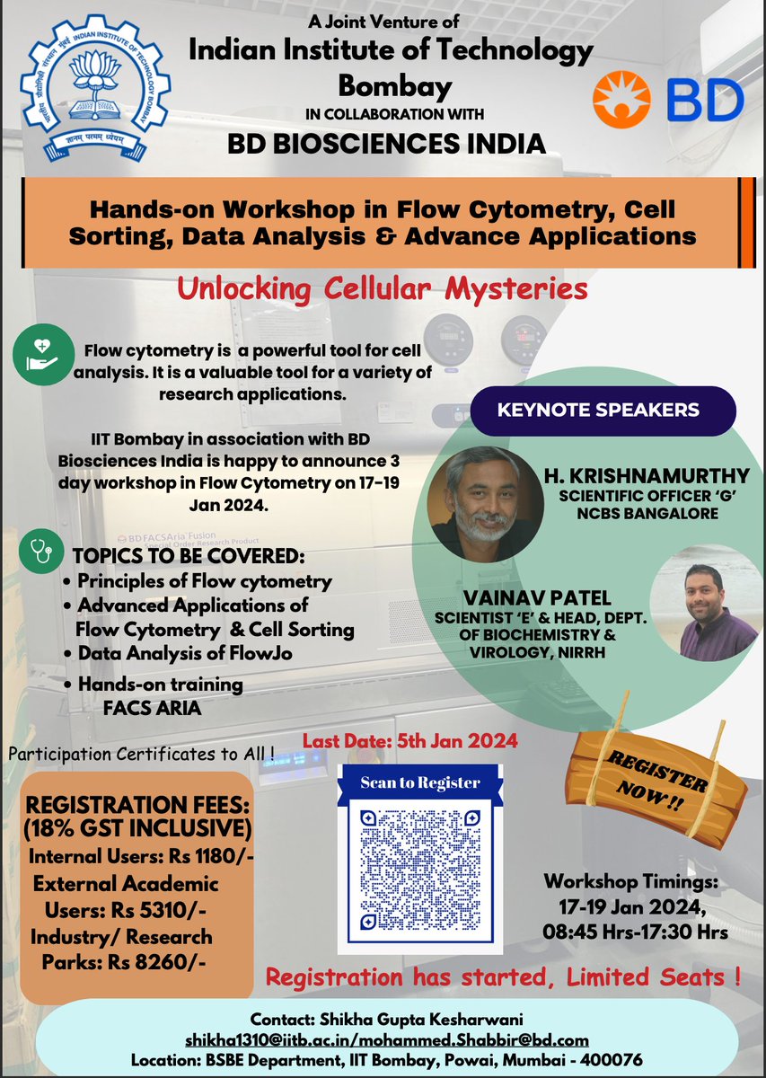 Biosciences & Bioengineering, IIT Bombay (@bsbeiitb) on Twitter photo Hands on training on Flow Cytometry: from running experiments to data analysis at BSBE, IIT Bombay 17-19 January 2024. Register now. <a href="/BsbeIitb/">Biosciences & Bioengineering, IIT Bombay</a> <a href="/iitbombay/">IIT Bombay</a> Hands on training on Flow Cytometry: from running experiments to data analysis at BSBE, IIT Bombay 17-19 January 2024. Register now. <a href="/BsbeIitb/">Biosciences & Bioengineering, IIT Bombay</a> <a href="/iitbombay/">IIT Bombay</a>