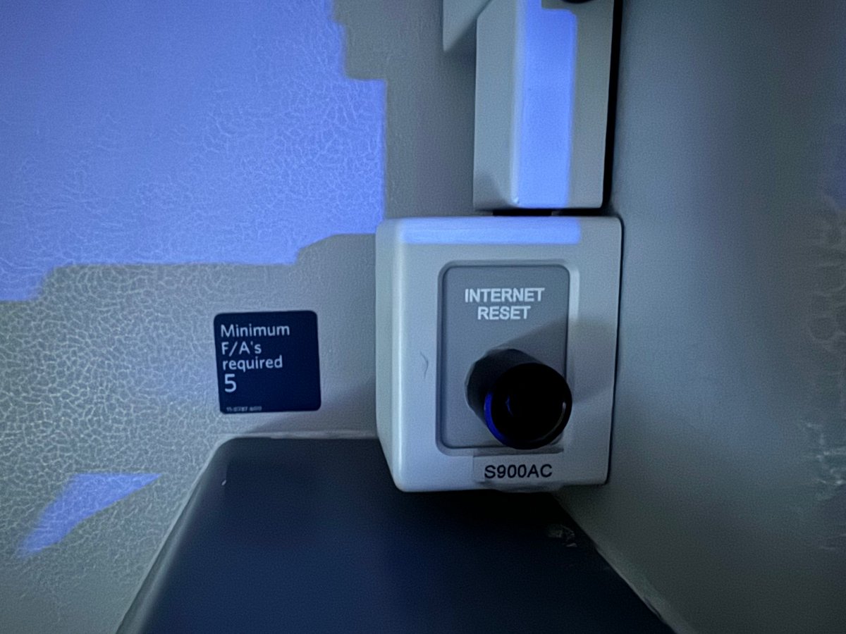 Inflight wifi didn't work so of course I had to debug it. It appears the problem is lack of DHCP lease. The WiFi was using 8 hour leases, which was time enough for many planeloads of passengers to embark/disembark.

A quick ARP scan at the time showed there were 55 devices on the