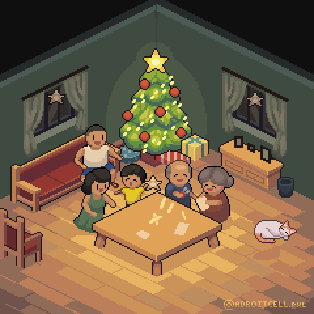 adroitcell's tweet photo. it's a season of gathering and love. merry Christmas to everyone! 🎄✨🌟

#artph #pixelart https://t.co/hd7ydIOIjv