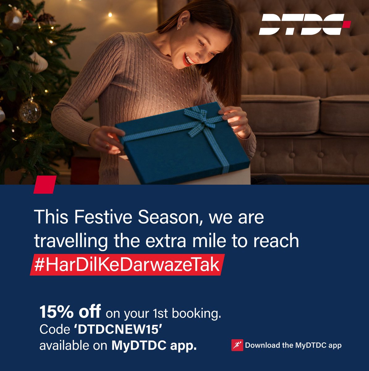 It’s that time of year when DTDC travels the extra miles to bring you closer to your loved ones. 
So, if you're planning to send your warm wishes and gifts across seven seas, use the code 'DTDCNEW15' on the MyDTDC app for a 15% discount on your first booking. 

Download the…