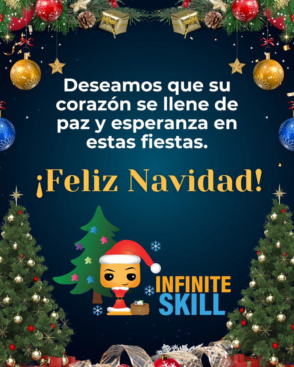 InfiniteSkillES's tweet image. ¡El equipo de Infinite Skill les desea una Feliz Navidad! 🎄

Que la diversión lúdica permanezca siempre en sus vidas en compañía de sus seres queridos.🌟

#InfiniteSkillES #juegosdemesamodernos #boardgamesgeek #juegosdemesamexico #juegosdemesaenfamilia