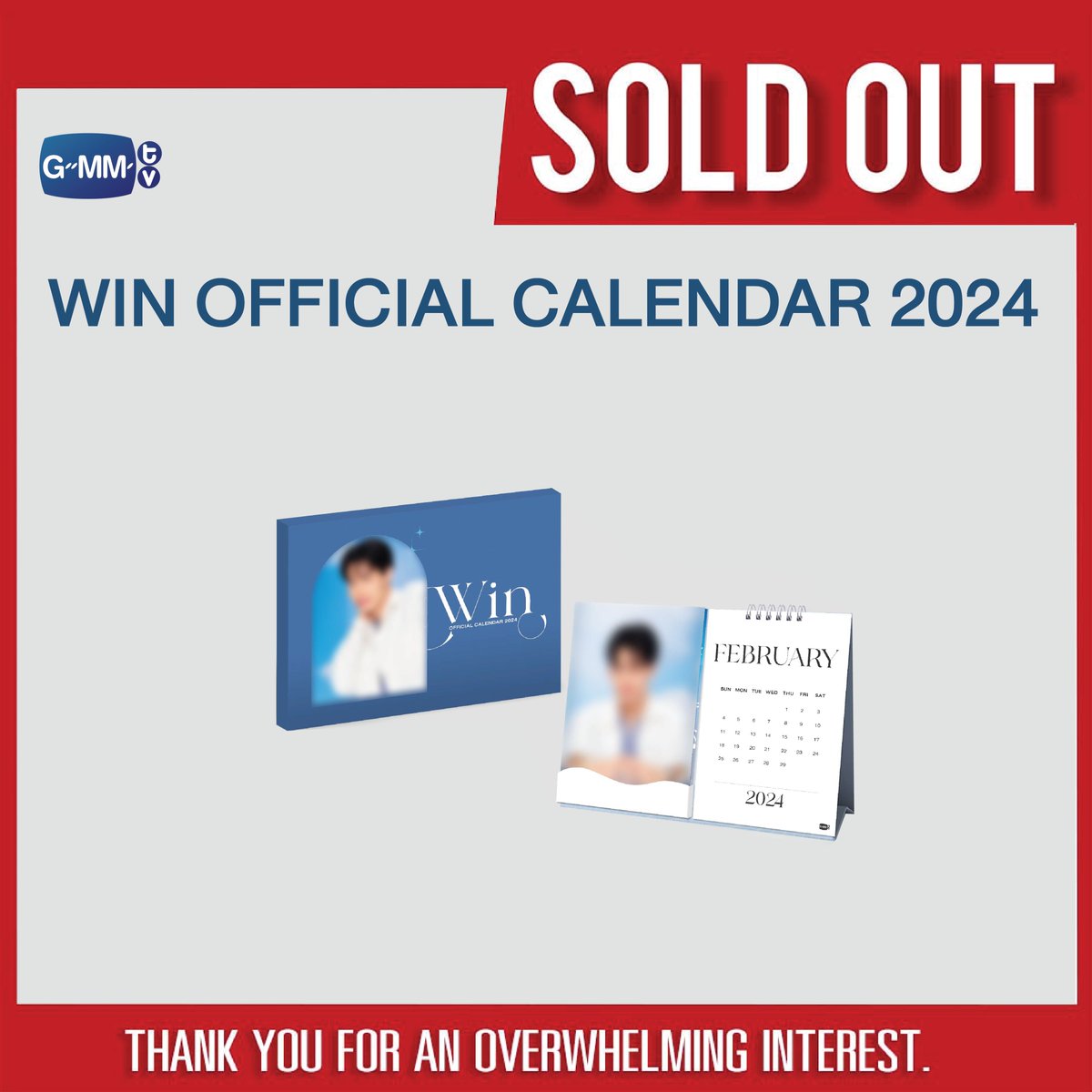 SOLD OUT! 🎉 🙏🏻 ขอบคุณแฟน ๆ ที่ให้การตอบรับ WIN OFFICIAL CALENDAR 2024 เป็นอย่างดีนะคะ Thank you for an overwhelming interest in WIN OFFICIAL CALENDAR 2024. #GMMTVOFFICIALCALENDAR2024 #winmetawin #GMMTV