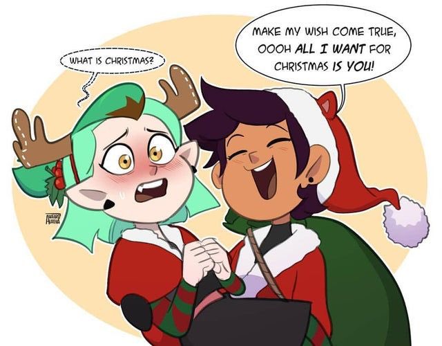 joseleonpower's tweet photo. A Luz le encanta cargar a Amity en Navidad
#TheOwlHouse #lumity 
@Aweirdlatina https://t.co/Ls9lXRkxLs