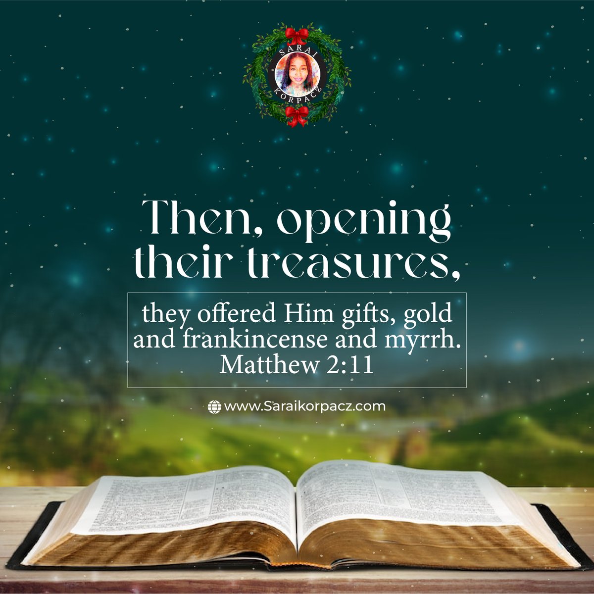 SKorpacz's tweet photo. And going into the house, they saw the child with Mary his mother, and they fell down and worshiped him. Then, opening their treasures, they offered him gifts, gold and frankincense and myrrh. Matthew 2:11

#SaraiKorpacz #SpiritandTruth #Christma2023 https://t.co/JIM3B3yzT7