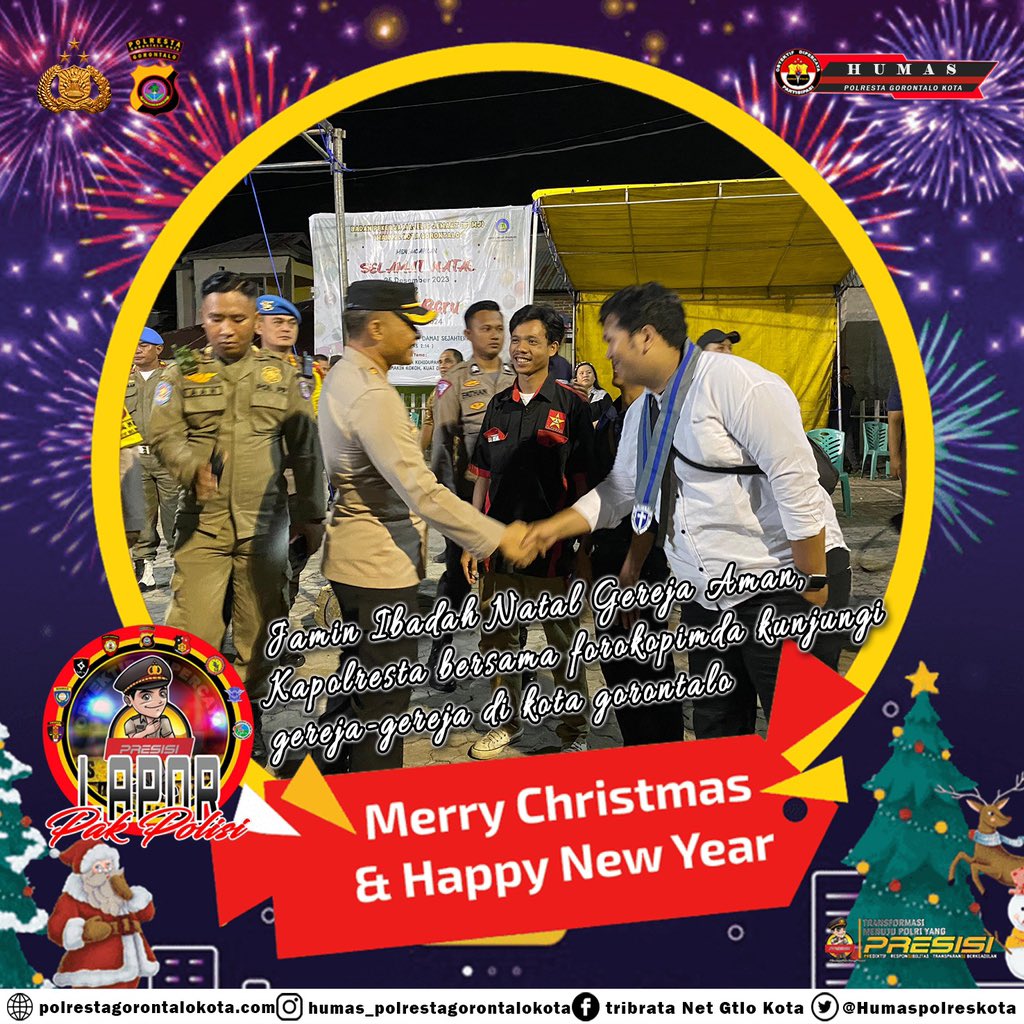 PDungingi's tweet photo. Kapolresta Gorontalo Kota Dampingi Kapolda Gorontalo Cek Persiapan Personil Pengamanan Ibadah Misa Natal di Beberapa Gereja

 #natal2023
#polripresisi
#polriuntukmasyarakat 

@listyosigitprabowo
@DivHumas_Polri 
@humaspoldagtlo https://t.co/TzmLN6zjz6