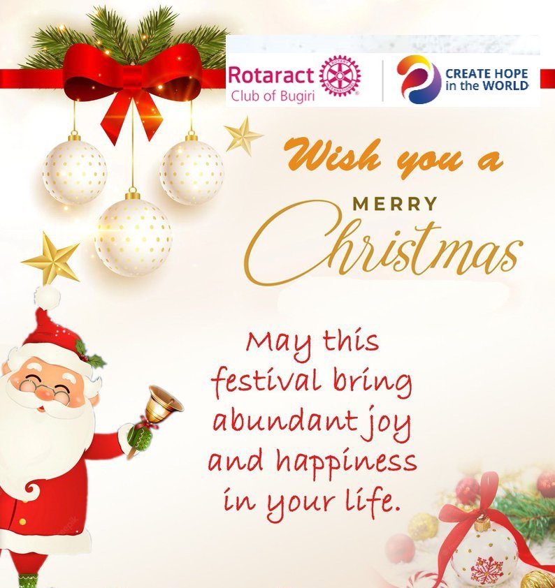Rotaract club of bugiri is here to wish you a merry x-mass and a happy new year with you family
