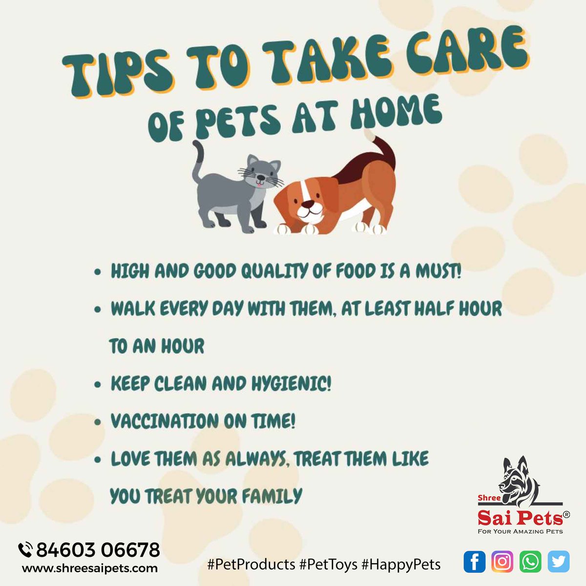 ShreeSaiPets's tweet photo. Tips to take care of pets at home!
📍 Nikunj | +91 8460 30 6678
#tips #PetsTips #PetsCare #PetsWear #PetsSafety #Winter #PetAccessories #PetsFood #PetStyle #ShreeSaiPets #PetsWear #PetProducts https://t.co/bLnJJQDgGH