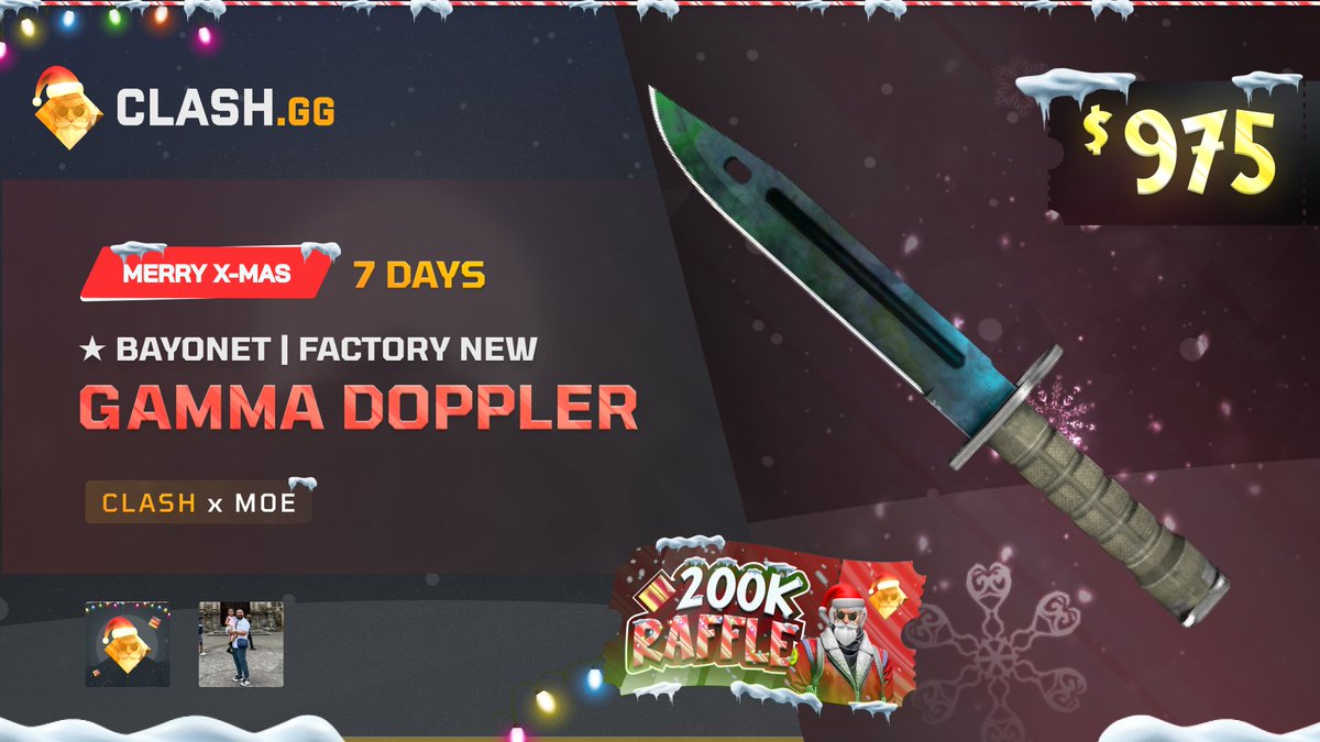 m0E_tv's tweet photo. 🎁🎁Christmas Giveaway🎁🎁

Bayonet FN Gamma Doppler ($975)💰💰💰
To Enter:
✅Follow @m0E_tv 
✅Follow @clashdotgg 
✅Like This Tweet.

Winner will be announced in 7 days( Jan 1st 2024) https://t.co/75rlkIsIH9