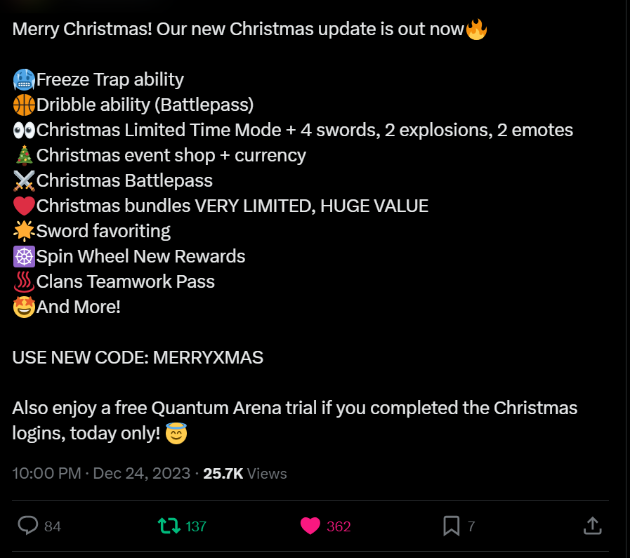 LigStear's tweet photo. @Blade_Ball Done with the steps 🙏
Roblox user:LigStear
Gl and Merry Christmas yall https://t.co/SwM13BpqHo