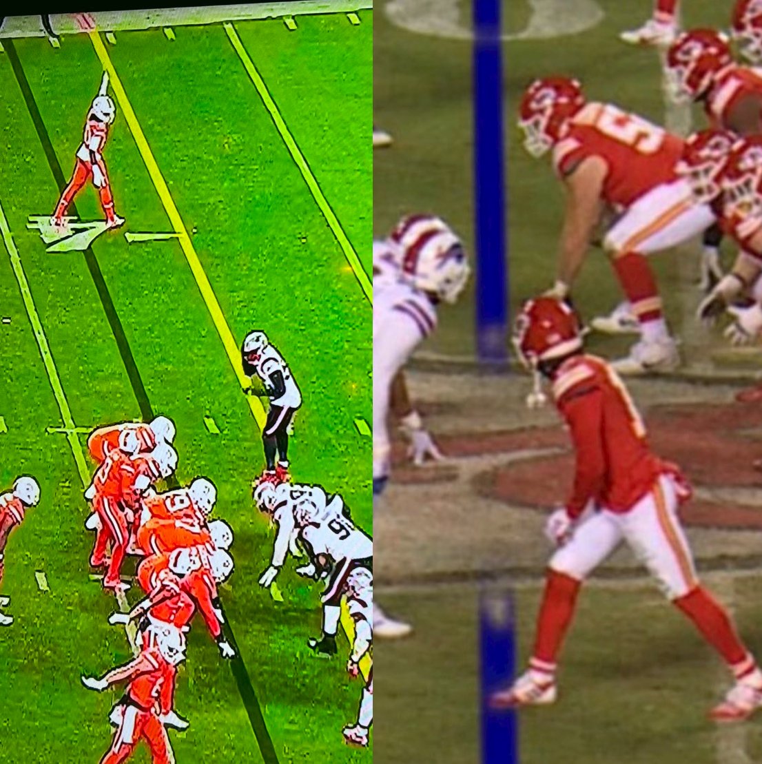 Okay, this is getting out of control!  No offsides was called on this play where the player was clearly way over the line!  This is the same exact crew that called the offsides penalty on #Chiefs Kadarius Toney! Fix this broken system! All we want is consistency! <a href="/NFLOfficiating/">NFL Officiating</a>