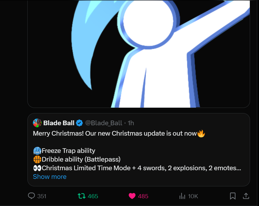LigStear's tweet photo. @Blade_Ball Done with the steps 🙏
Roblox user:LigStear
Gl and Merry Christmas yall https://t.co/SwM13BpqHo