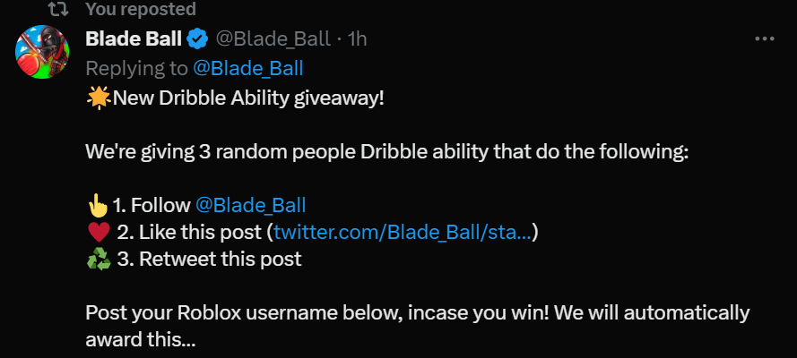 LigStear's tweet photo. @Blade_Ball Done with the steps 🙏
Roblox user:LigStear
Gl and Merry Christmas yall https://t.co/SwM13BpqHo
