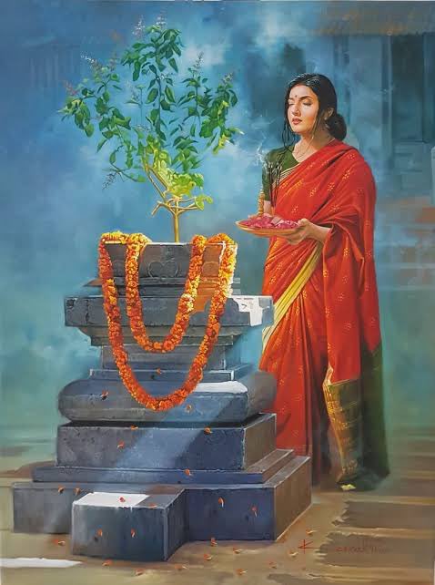 On Tulsi Pujan Diwas, may the sacred Tulsi plant be a symbol of purity, devotion, and harmony in your homes. Happy Tulsi Pujan Diwas to all! 🌺🪴 
#TulsiPujanDiwas