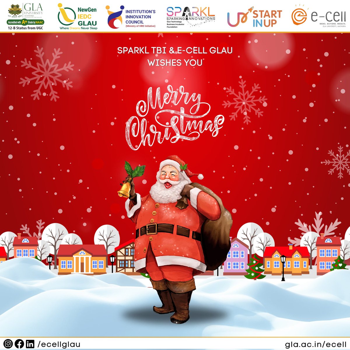ecell_glau's tweet photo. Jingle bells, 🔔 Jingle bells🔔, Jingle all the way🔔!!

The Office of TBI and E-Cell GLAU wishing you all a holly jolly Christmas so merry and bright ✨

May your worries take flight on Santa's reindeer tonight!🎅

Merry Christmas!!🎄

#MerryChristmas #Christmas https://t.co/UnV6iIqtqg