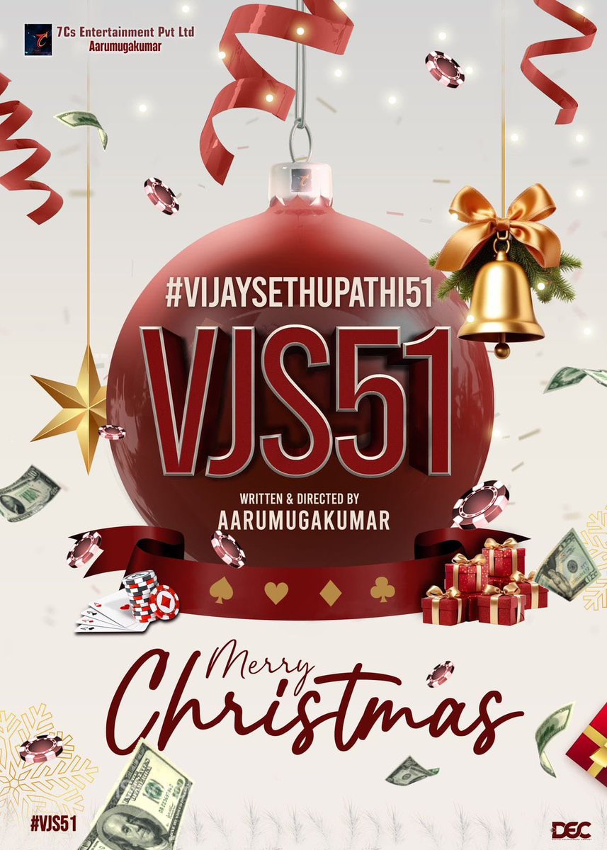 Team #VJS51 wishes you a Merry Christmas! Get ready to bet on excitement
 #VJS51
 #MakkalSelvan 

@VijaySethuOffl @7CsPvtPte @Aaru_Dir @justin_tunes @iYogiBabu #BablooPrithiveeraj #KaranBRawat #Avinashbs @R_Govindaraj @rajNKPK @DivyaPillaioffl @Denes_Astro @yogeshdir @proyuvraaj