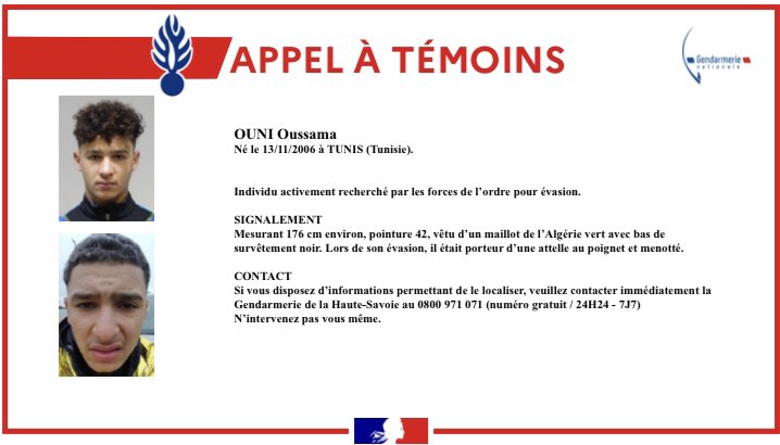APPEL À TEMOINS 🚨
Si vous avez des informations permettant de localiser l’individu merci de contacter les gendarmes au  0800 971 071 (24H24 - 7J7)

Aidez-nous en RT svp 🙏