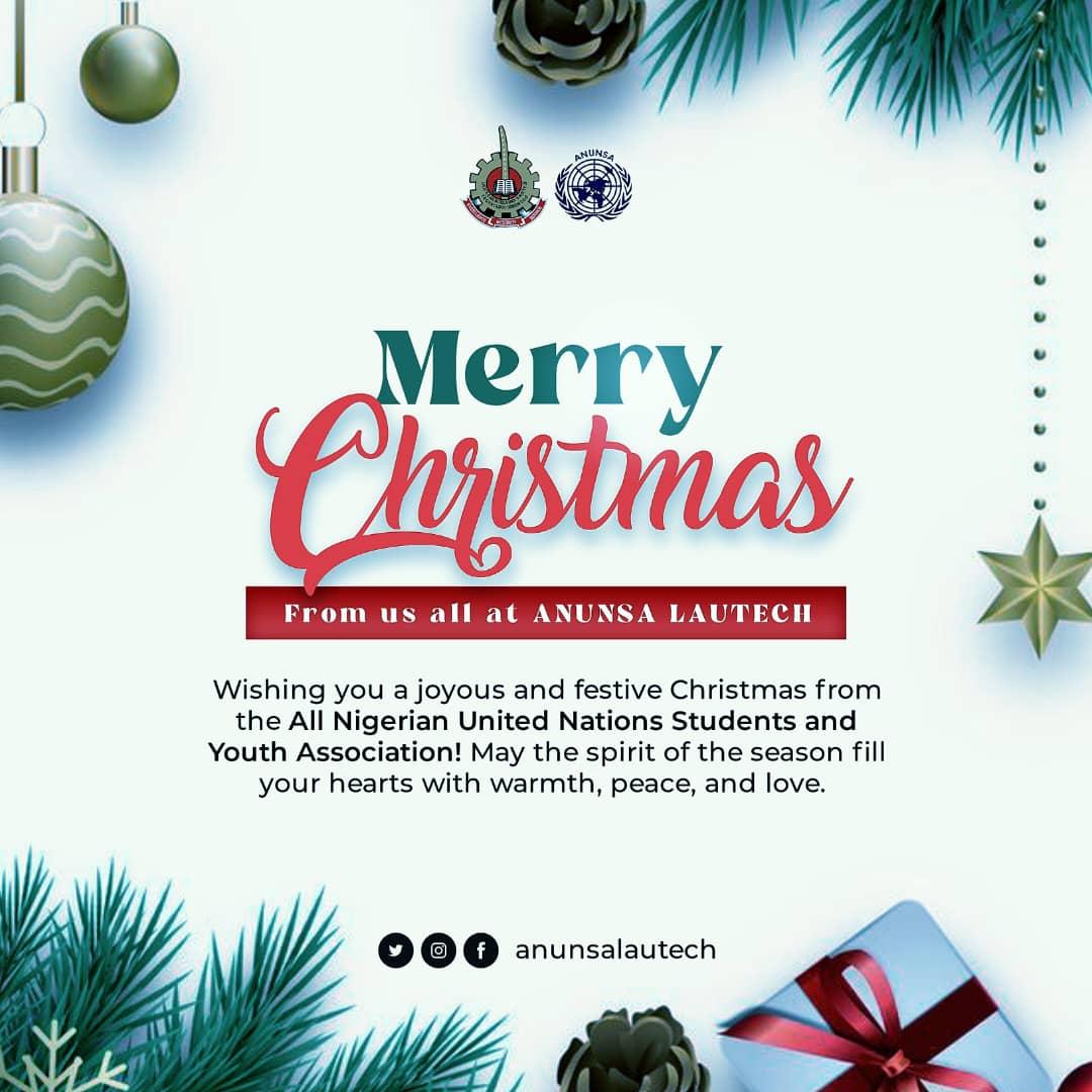 Anunsalautech's tweet photo. Wishing you a joyous and festive Christmas from the All Nigerian United Nations Students and Youth Association! May the spirit of the season fill your hearts with warmth, peace, and love. https://t.co/ctKvEHAzbw