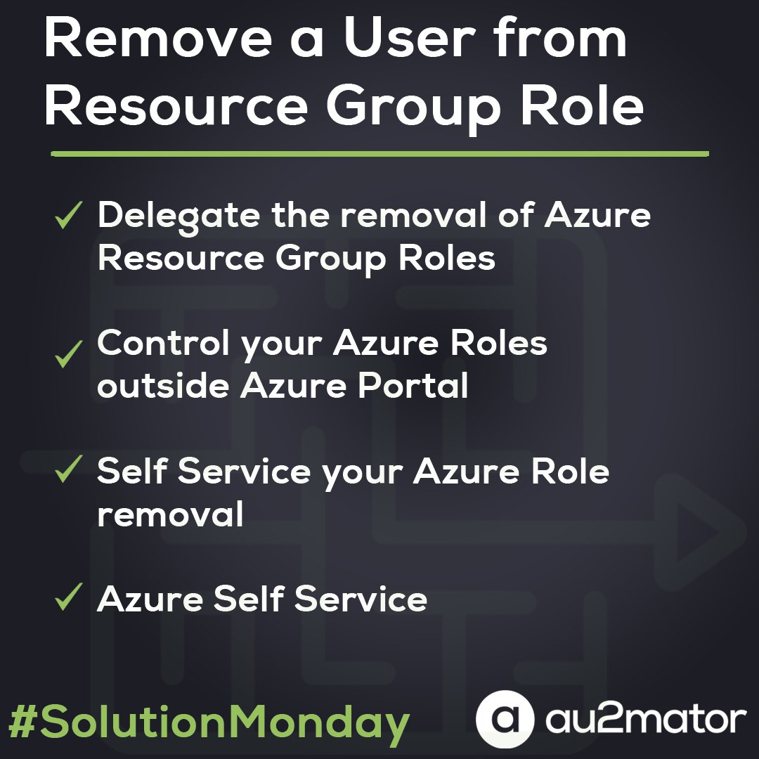 Remove a User from an Azure Resource Group Role

🔶 Download from GitHub: github.com/au2mator/AZURE…
🔶 More Azure Solutions: click.au2mator.com/AZtwauso

#au2mator #PowerShell #Azure #AzureAutomation  #SolutionMonday