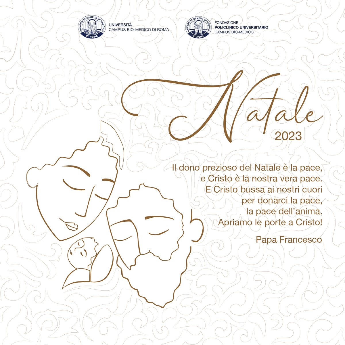 Con le parole di Papa Francesco vi auguriamo un Santo Natale di pace.
#BuonNatale #UCBM #Christmas #MerryChristmas