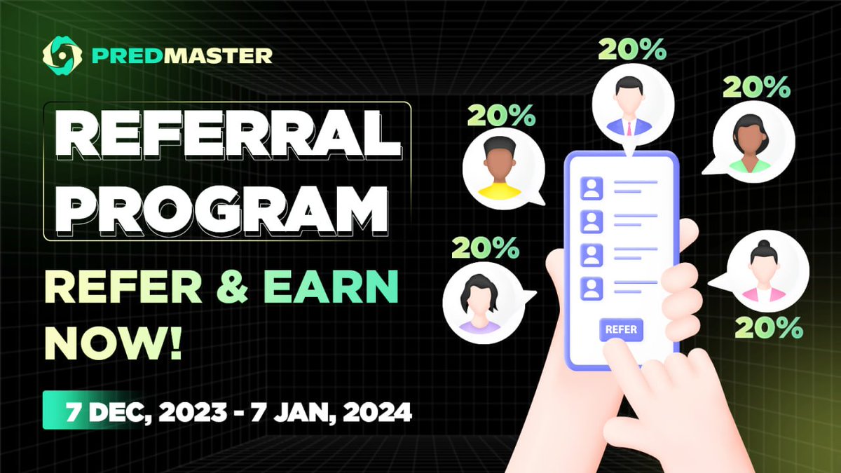predmaster_ai's tweet photo. 💰 Earn Big with Predmaster Referral Program! 🚀
✔️20% Commission: Get 20% commission for each claimed Premium NFT!
✔️Unlimited Referrals: No limits! Invite as many friends as you can.
🔗 Referral Now: https://t.co/CqqBIX4iG0
#Predmaster #ReferralProgram #Christmas https://t.co/5f8jiEJtx9