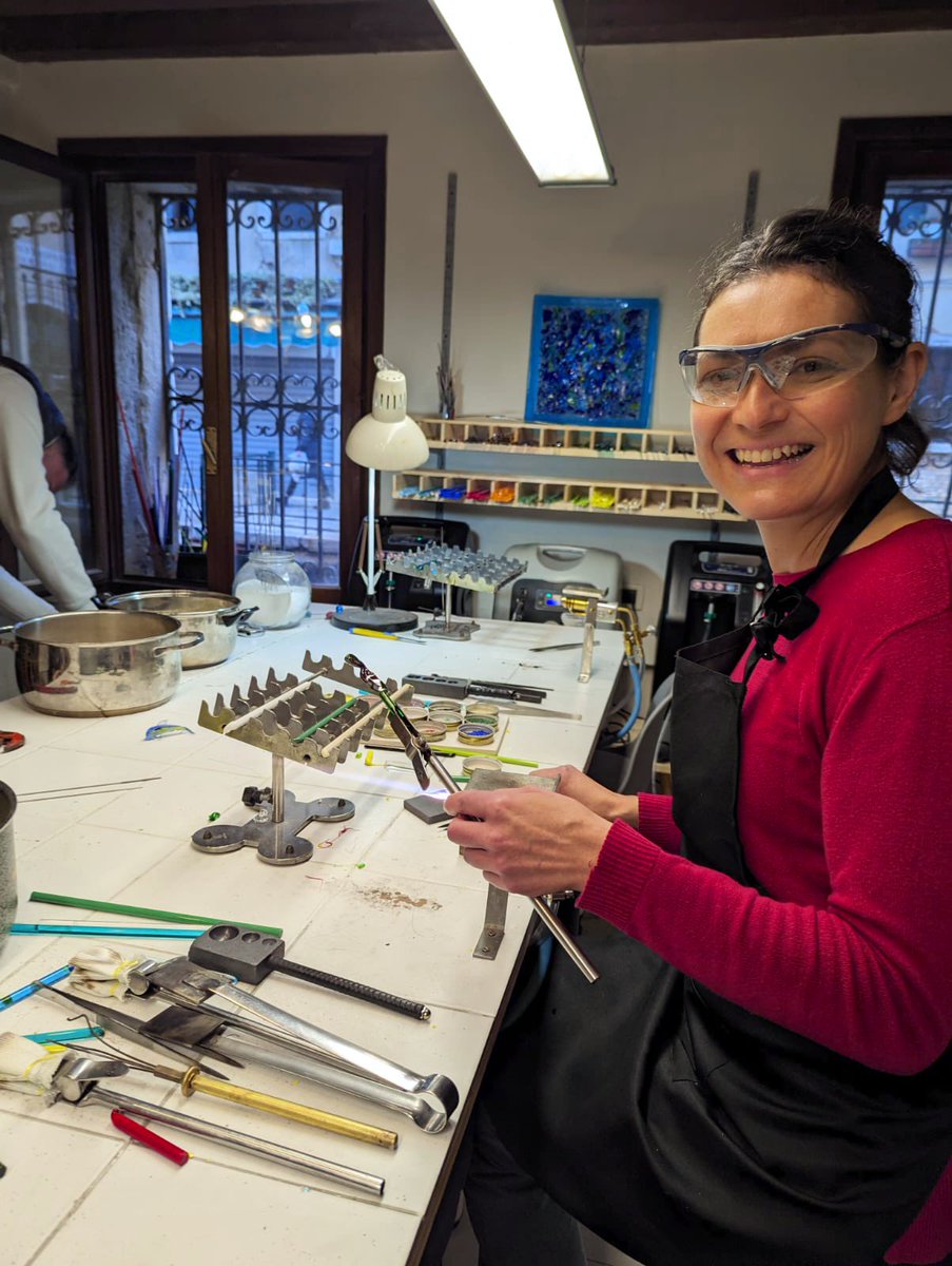 MEChainey's tweet photo. Friday Dec 22nd, 2023 - 6.5 years #kidneyversary!! 
Murano glass workshop in Venice!  Made a Pepsi coaster for my aunt/donor/hero!  And a wine bottle topper.  Incredible travels I get to experience all thanks to little mighty kidney!! https://t.co/WwlQltNTuK